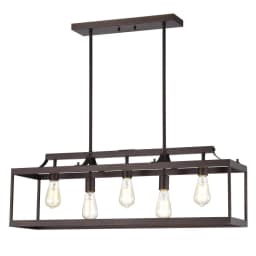 image-CHLOE Lighting IRONCLAD Industrial 5 Light Oil Rubbed Bronze Island Pendant Ceiling Fixture 36" Wide