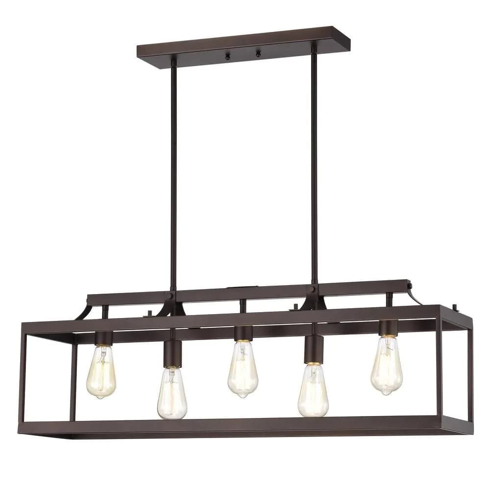 image-CHLOE Lighting IRONCLAD Industrial 5 Light Oil Rubbed Bronze Island Pendant Ceiling Fixture 36" Wide