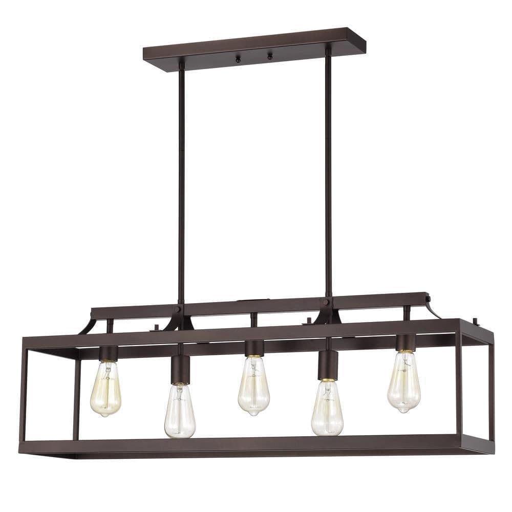 image-CHLOE Lighting IRONCLAD Industrial 5 Light Oil Rubbed Bronze Island Pendant Ceiling Fixture 36" Wide