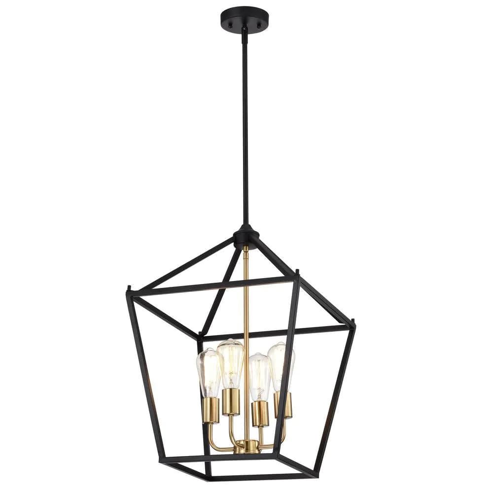 image-CHLOE Lighting IRONCLAD Industrial 4 Light Textured Black Inverted Pendant Ceiling Fixture 16" Wide