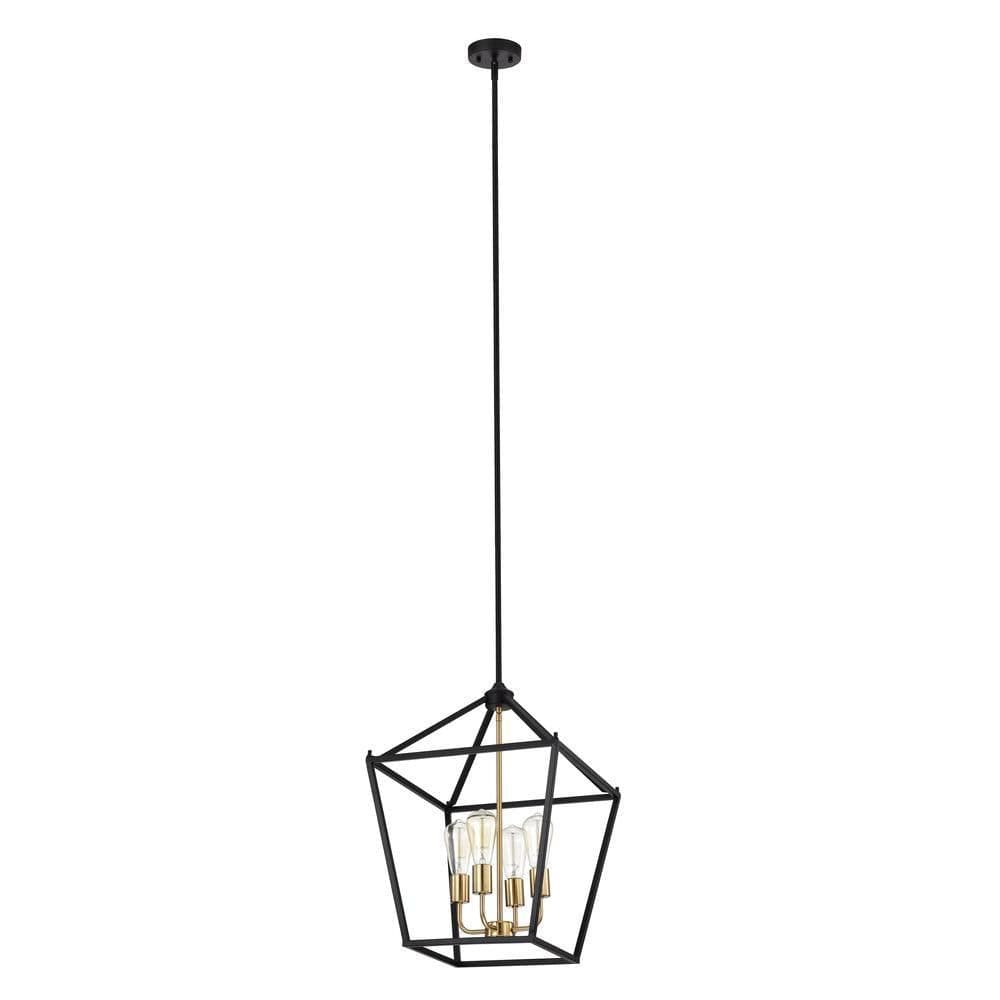 image-CHLOE Lighting IRONCLAD Industrial 4 Light Textured Black Inverted Pendant Ceiling Fixture 16" Wide