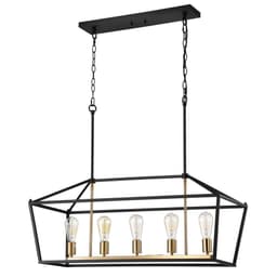 image-CHLOE Lighting IRONCLAD Industrial 5 Light Textured Black Island Pendant Ceiling Fixture 36" Wide
