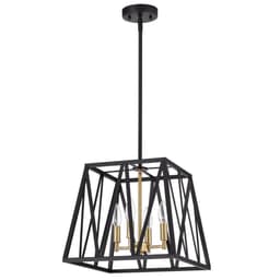 image-CHLOE Lighting IRONCLAD Industrial 4 Light Textured Black Inverted Pendant Ceiling Fixture 14" Wide