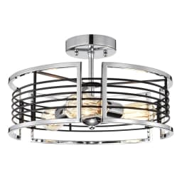 image-CHLOE Lighting IRONCLAD Industrial 3 Light Chrome Semi-Flush Ceiling Fixture 15" Wide