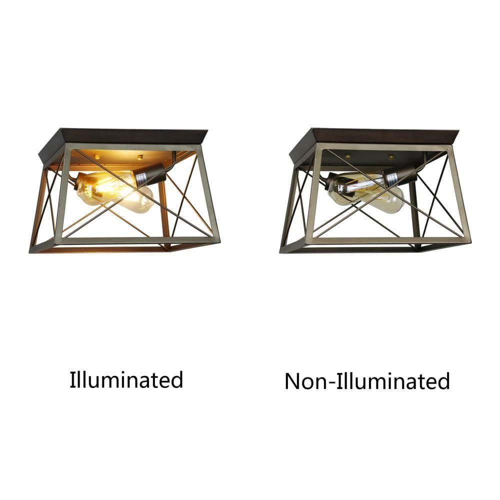 image-CHLOE Lighting Farmhouse-Style Two-Toned 2 Light Ceiling Flush Fixture 12" Wide