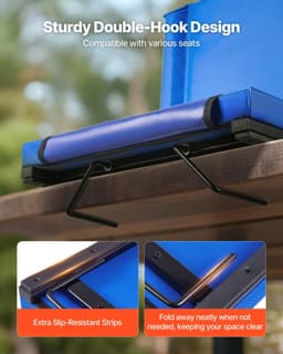 image-VEVOR Folding Stadium Seat - Blue Padded Bleacher Chair 17"