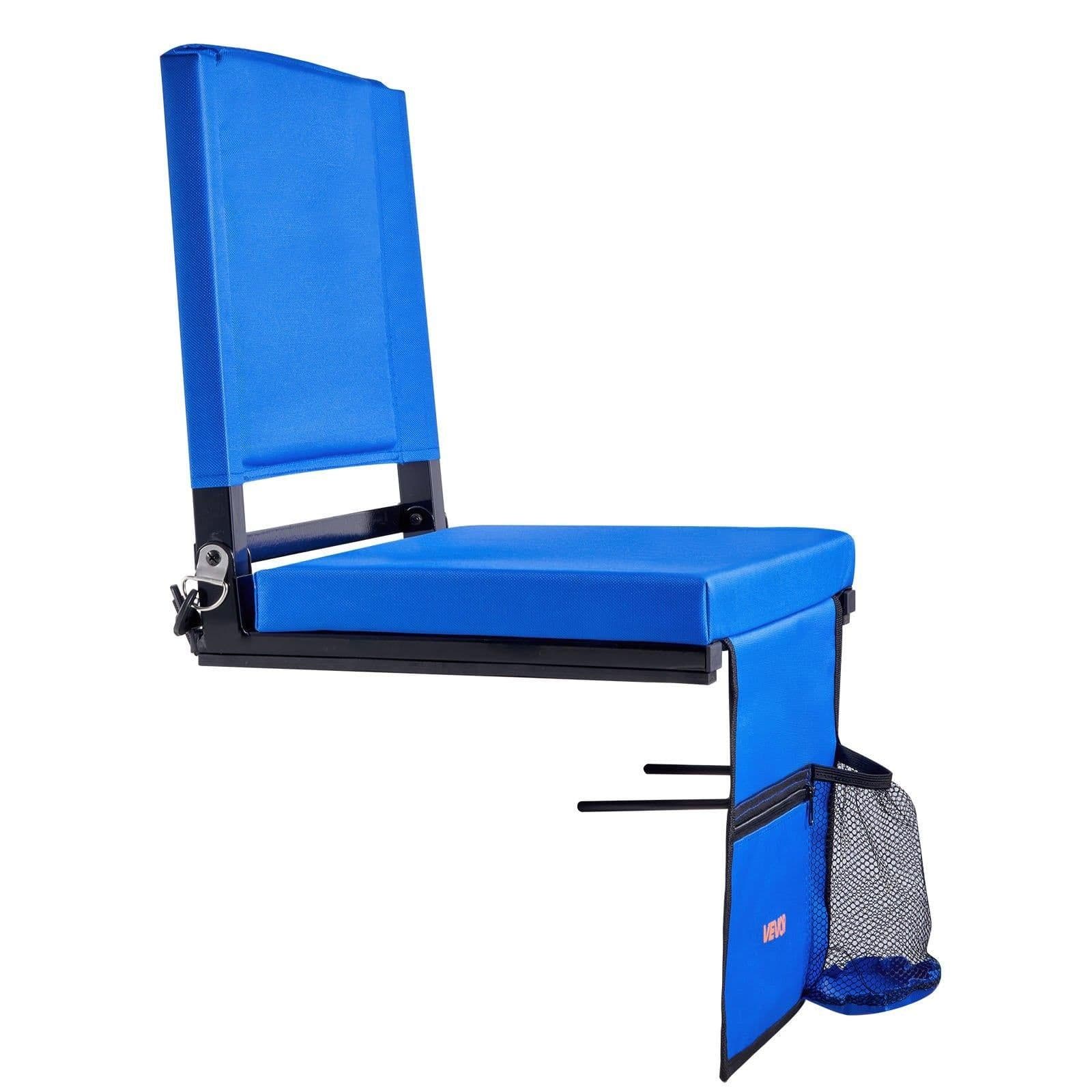 image-VEVOR Folding Stadium Seat - Blue Padded Bleacher Chair 17"