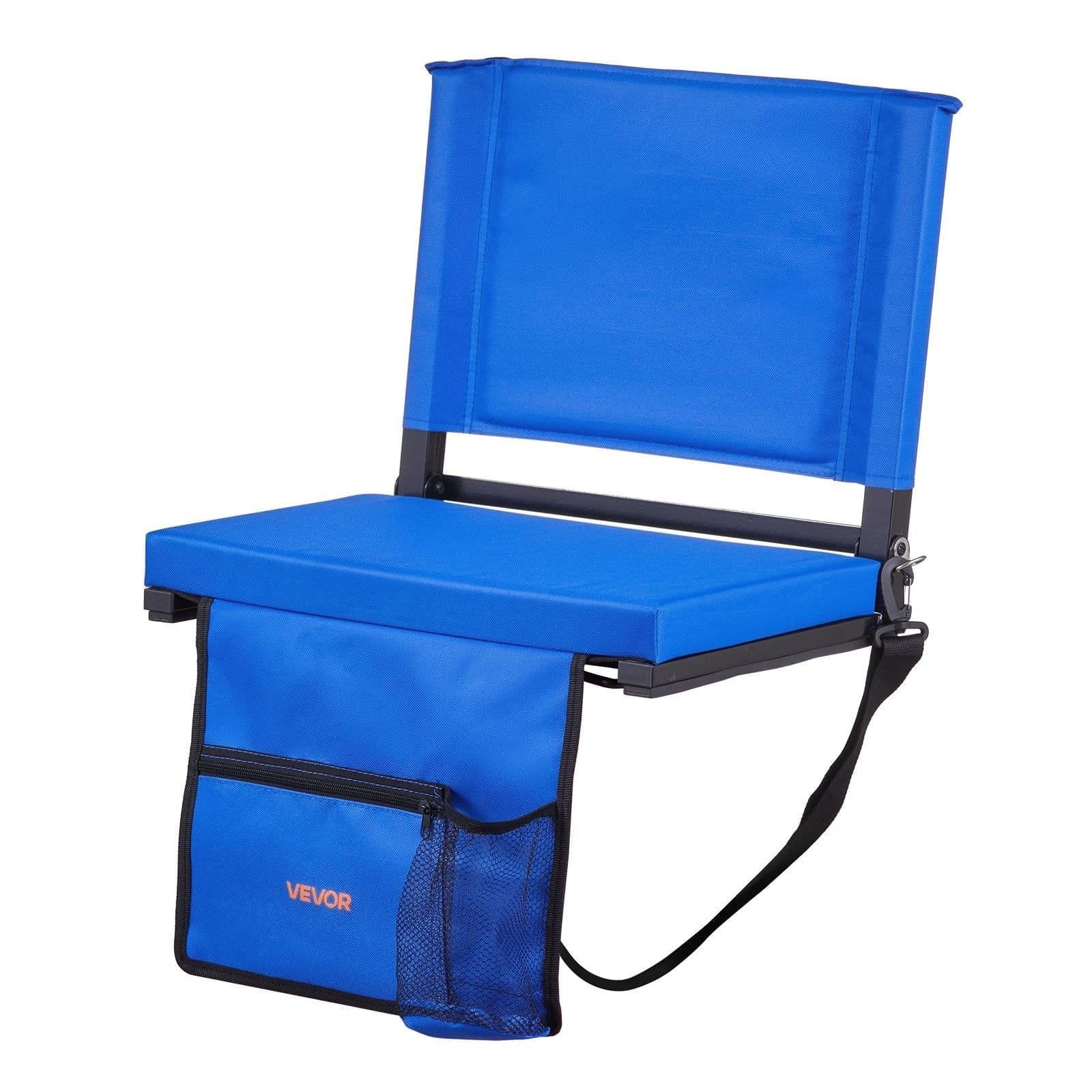 image-VEVOR Folding Stadium Seat - Blue Padded Bleacher Chair 17"