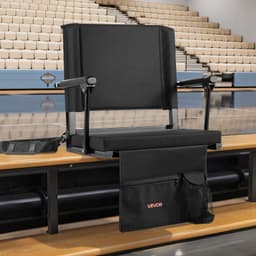 image-VEVOR Portable Stadium Seat with Armrests - Black Oxford Fabric