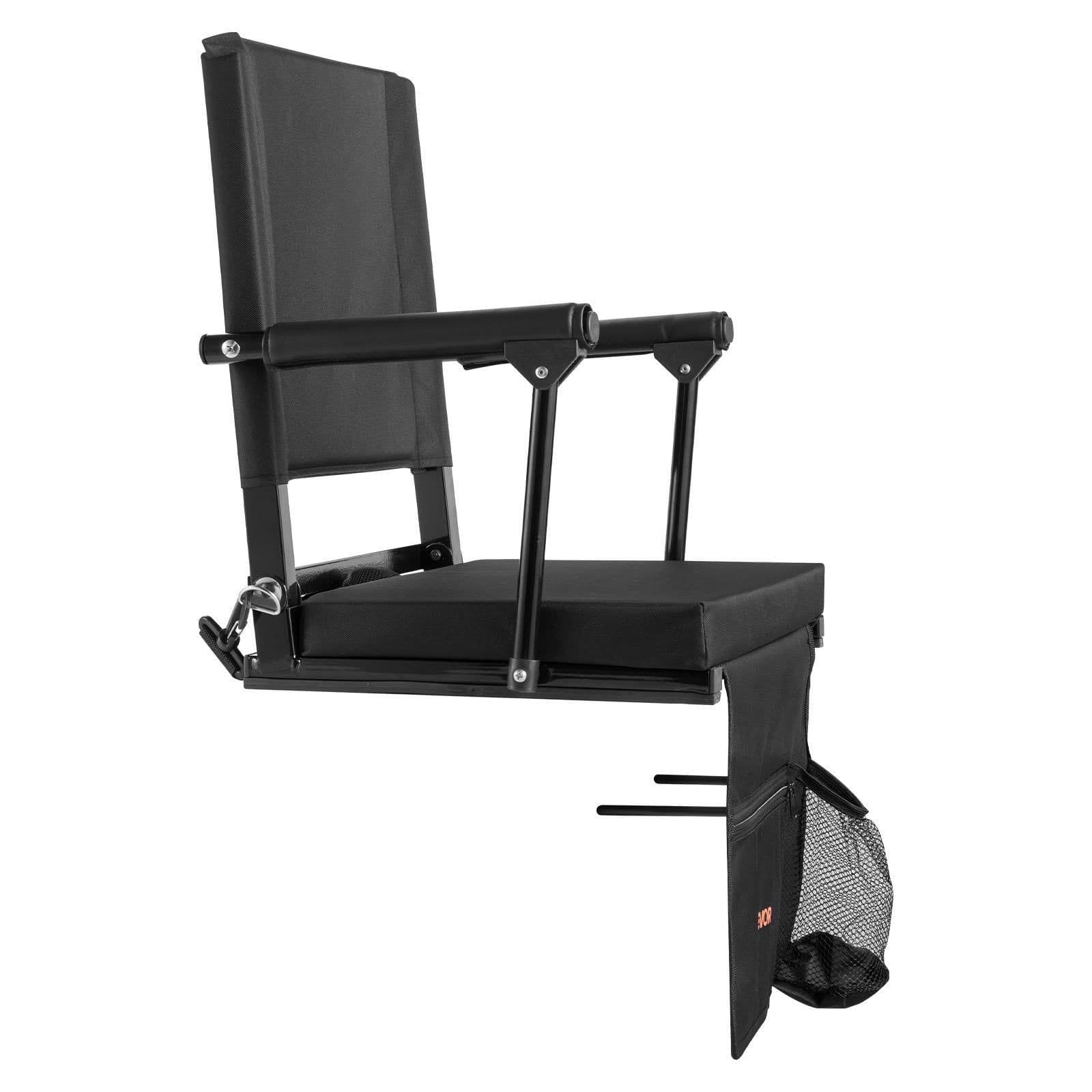 image-VEVOR Stadium Seat 2PCS - Black Portable Bleacher Chair with Armrest