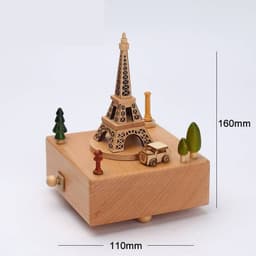 image-Wooden building model music box birthday gift