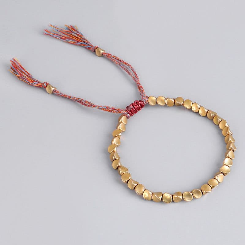 image-Handmade Tibetan Buddhist Bracelets On Hand Braided Copper Beads Lucky Rope Bracelet & Bangles For Women Men