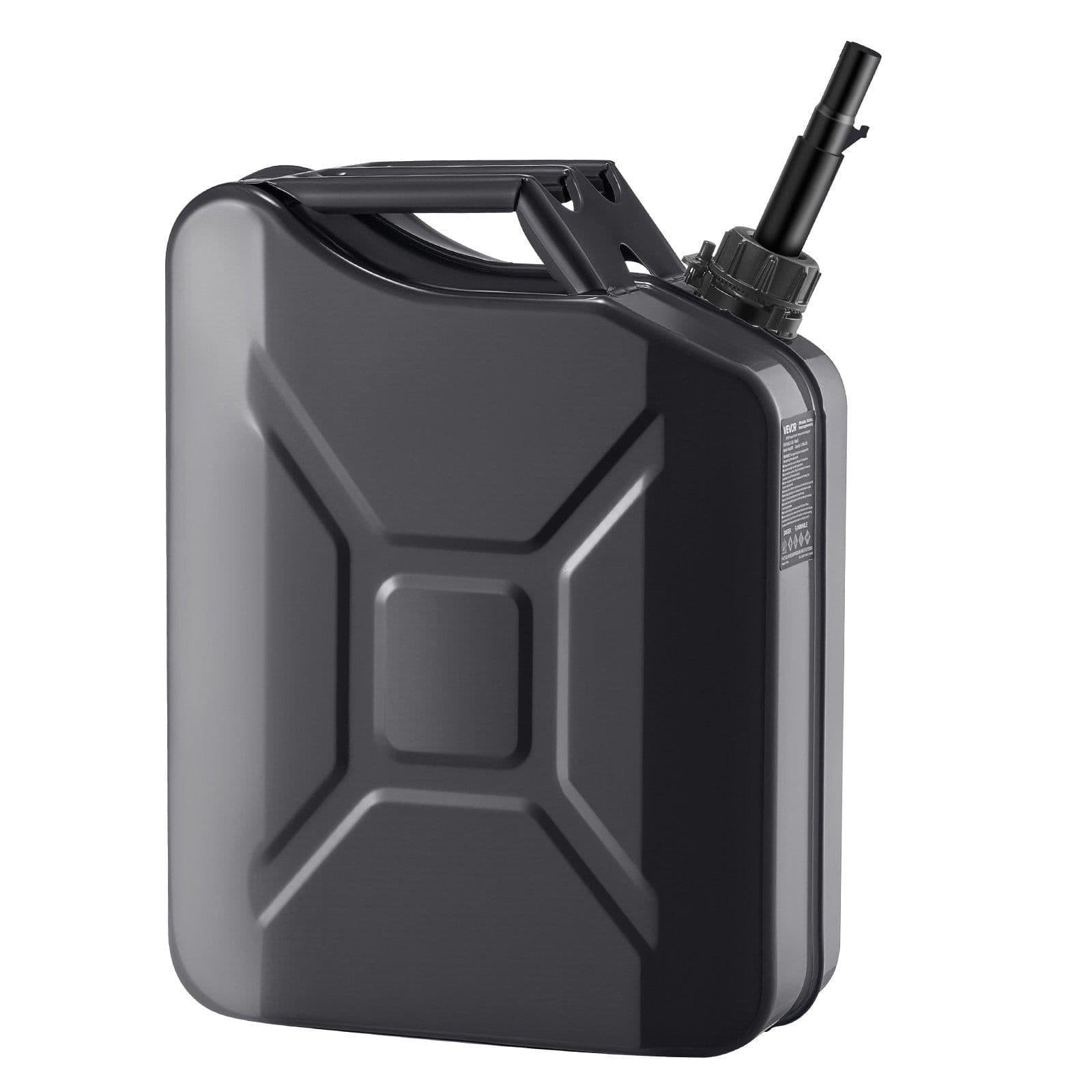 image-VEVOR Metal Fuel Container, 5.3 Gallon, Fuel Jerry Can with Spout and Comfort Handle, 6 L/min Max Flow Rate, Leakproof & Corrosion-resistant Metal Gas Tank Most Cars Motorcycle ATV UTV, Black