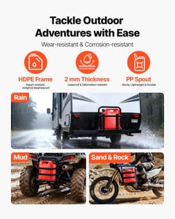 image-VEVOR Fuel Container, 5 Gallon, Gas Tank with Spout & Clear Scale, 15 L/min Max Flow Rate, Secure & Leak-proof, Portable Flat Fluid Container for Most Cars Motorcycle ATV UTV, Red, 1 Pack