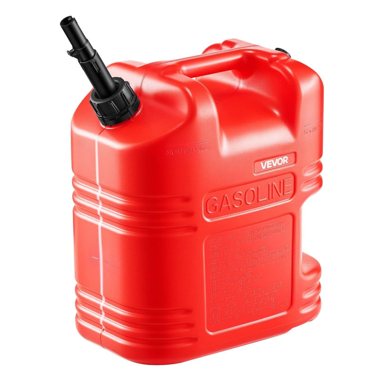 image-VEVOR Fuel Container, 5 Gallon, Gas Tank with Spout & Clear Scale, 15 L/min Max Flow Rate, Secure & Leak-proof, Portable Flat Fluid Container for Most Cars Motorcycle ATV UTV, Red, 1 Pack