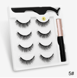 image-Cross-border new product glue-free natural 4 pairs of magnet false eyelashes magnetic eyeliner set wholesale false eyelashes