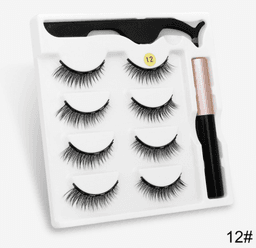 image-Cross-border new product glue-free natural 4 pairs of magnet false eyelashes magnetic eyeliner set wholesale false eyelashes
