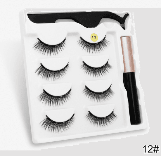 image-Cross-border new product glue-free natural 4 pairs of magnet false eyelashes magnetic eyeliner set wholesale false eyelashes