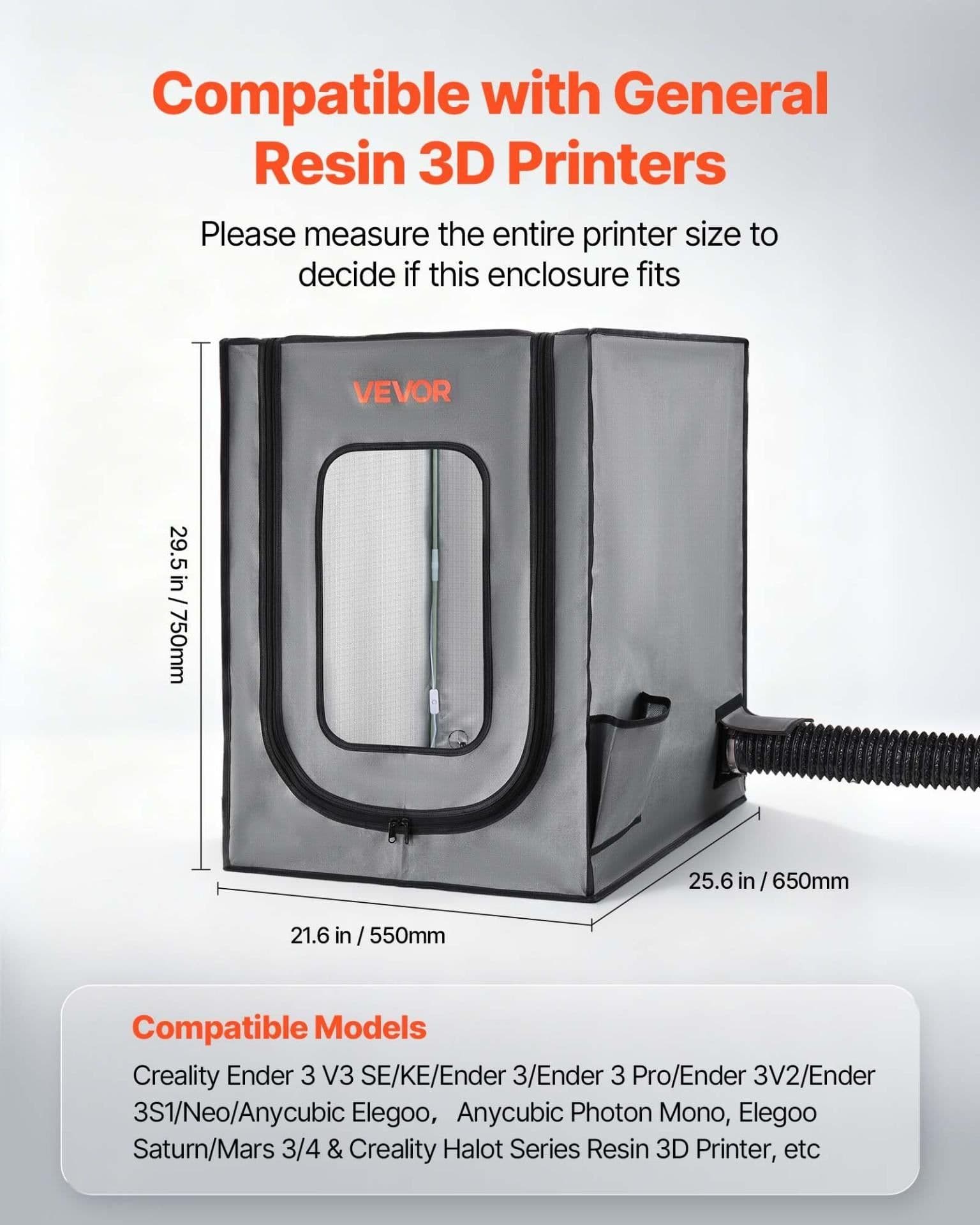 image-VEVOR 3D Printer Enclosure - Oxford Cloth Tent with LED 22x26x30"