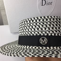 image-Straw hat women's woven flat top hat sunscreen diamond-studded M top hat sun hat summer outdoor hat custom straw hat wholesale