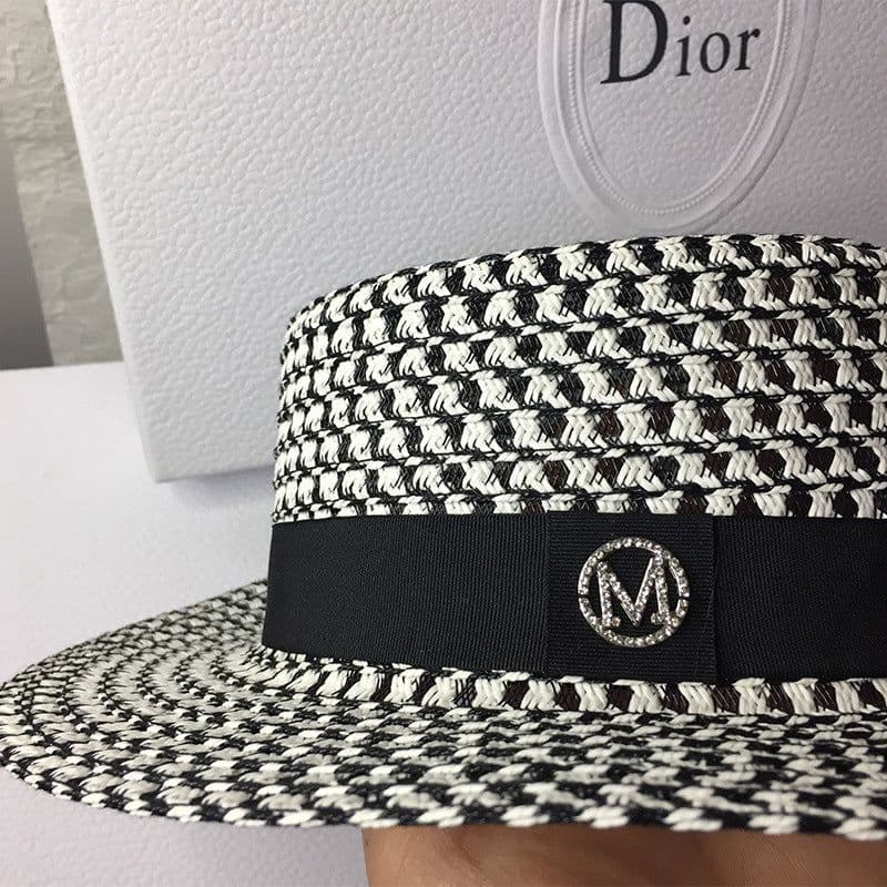 image-Straw hat women's woven flat top hat sunscreen diamond-studded M top hat sun hat summer outdoor hat custom straw hat wholesale
