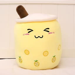 image-Cute Fruit Drink Plush Stuffed Soft Strawberry Milk Tea Plush Boba Tea Cup Toy Bubble Tea Pillow Cushion Kids Gift