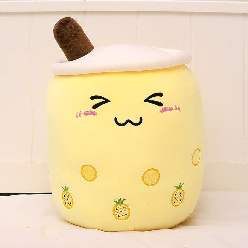 image-Cute Fruit Drink Plush Stuffed Soft Strawberry Milk Tea Plush Boba Tea Cup Toy Bubble Tea Pillow Cushion Kids Gift