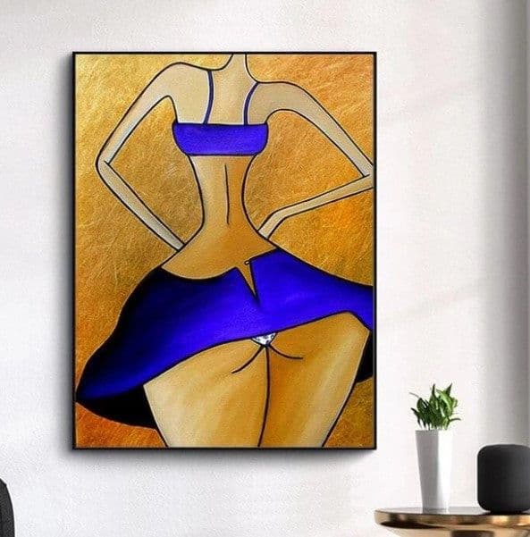 image-Postmodern abstract black yellow line canvas painting core wish AliExpress hot style painting core living room decoration painting
