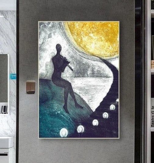 image-Postmodern abstract black yellow line canvas painting core wish AliExpress hot style painting core living room decoration painting