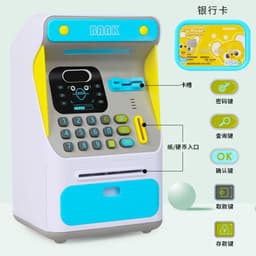image-Simulation Face Recognition ATM Cash Deposit Box Simulation Password Automatic Rolling Money Safe Deposit Box Educational Toys