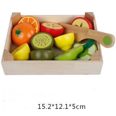 image-Wooden Children's Educational Early Education Toys Simulation Fruits Cut To See Vegetables