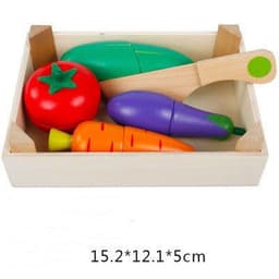image-Wooden Children's Educational Early Education Toys Simulation Fruits Cut To See Vegetables