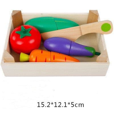 image-Wooden Children's Educational Early Education Toys Simulation Fruits Cut To See Vegetables