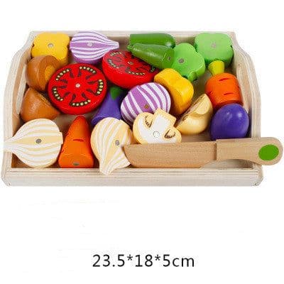 image-Wooden Children's Educational Early Education Toys Simulation Fruits Cut To See Vegetables