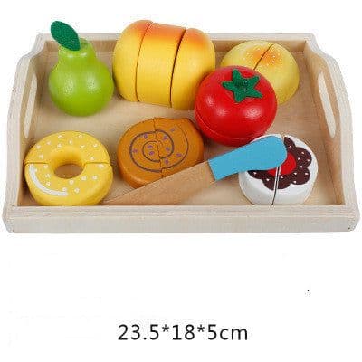 image-Wooden Children's Educational Early Education Toys Simulation Fruits Cut To See Vegetables