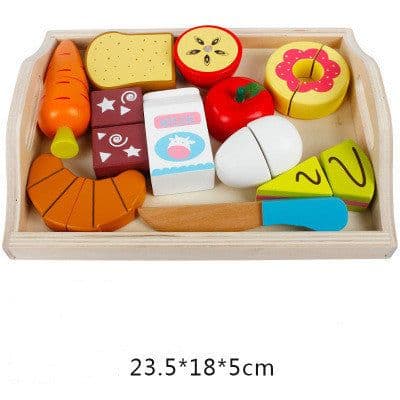 image-Wooden Children's Educational Early Education Toys Simulation Fruits Cut To See Vegetables