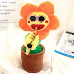 image-Singing Dancing Enchanting Sunflower Musical Plush Toy Saxophone Twisting Light Shining Child Girl Boy Gift Electric Plant Flower Vocal Toy