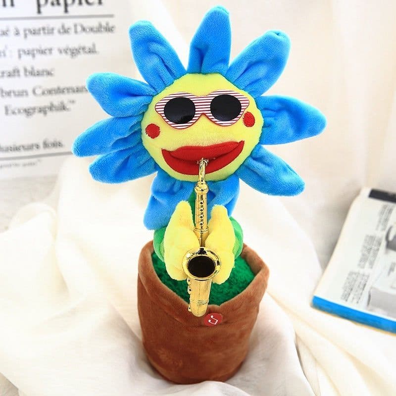 image-Singing Dancing Enchanting Sunflower Musical Plush Toy Saxophone Twisting Light Shining Child Girl Boy Gift Electric Plant Flower Vocal Toy