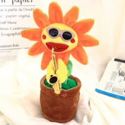 image-Singing Dancing Enchanting Sunflower Musical Plush Toy Saxophone Twisting Light Shining Child Girl Boy Gift Electric Plant Flower Vocal Toy