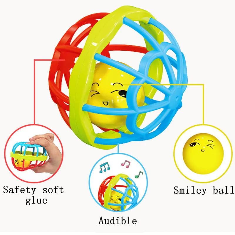 image-Baby Toy Hand Rattle Soft Rubber Ball Children Bell
