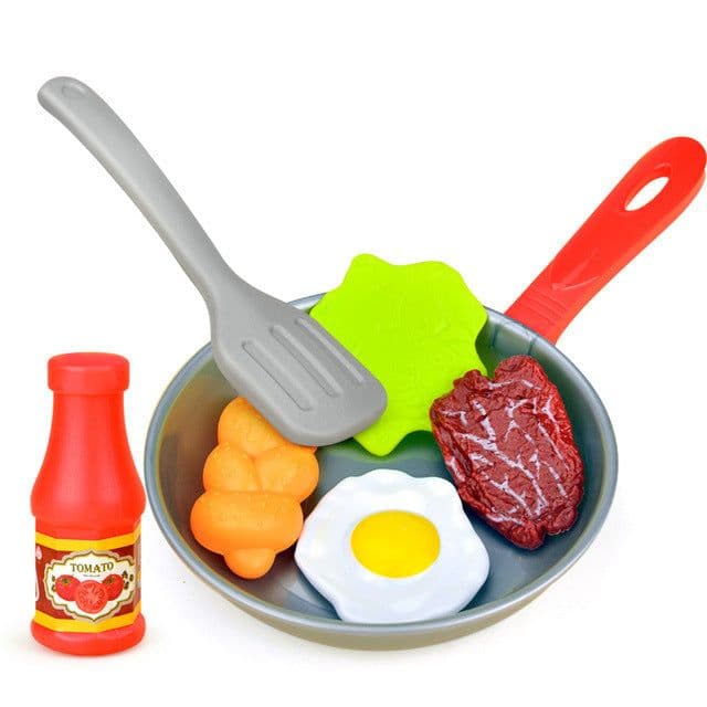 image-Children Play House Pan Spatula Steak Kitchen Toy Set
