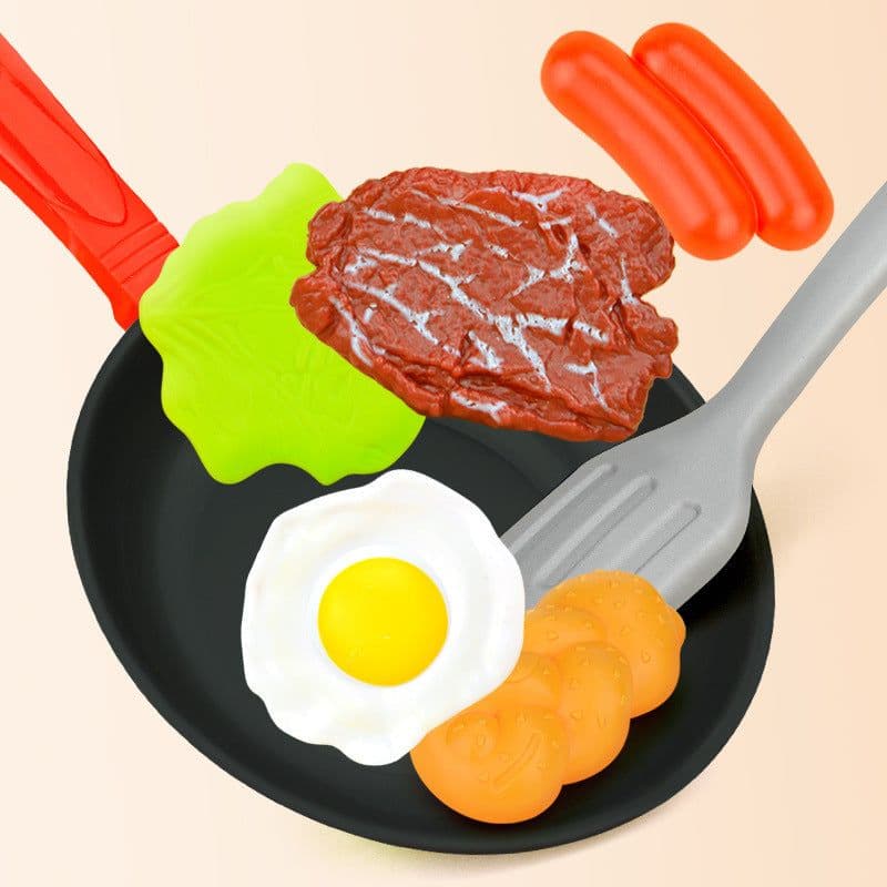 image-Children Play House Pan Spatula Steak Kitchen Toy Set