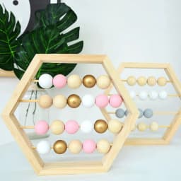 image-Hexagonal Wooden Abacus Beads Early Childhood Education Toys