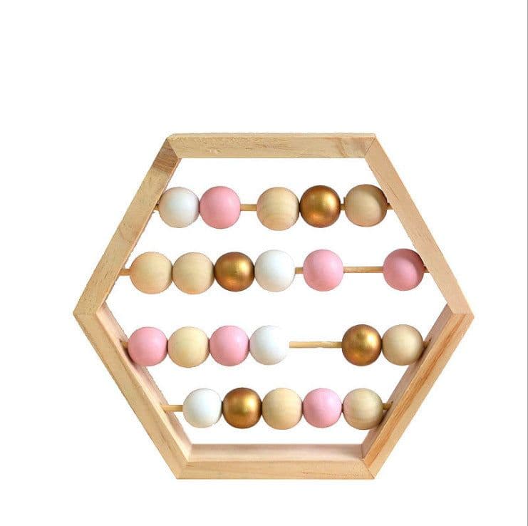 image-Hexagonal Wooden Abacus Beads Early Childhood Education Toys