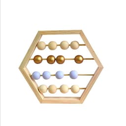 image-Hexagonal Wooden Abacus Beads Early Childhood Education Toys