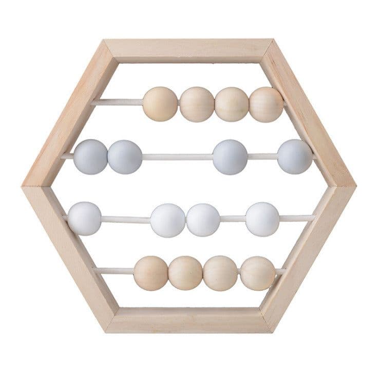 image-Hexagonal Wooden Abacus Beads Early Childhood Education Toys