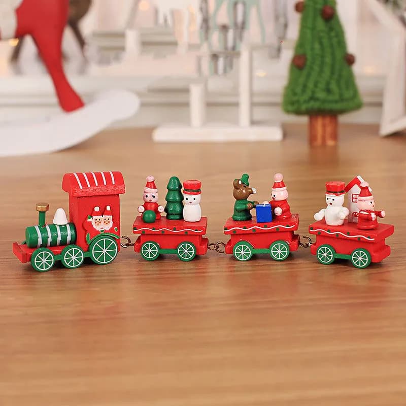 image-Wooden Train Children Kindergarten Holiday Christmas Gifts