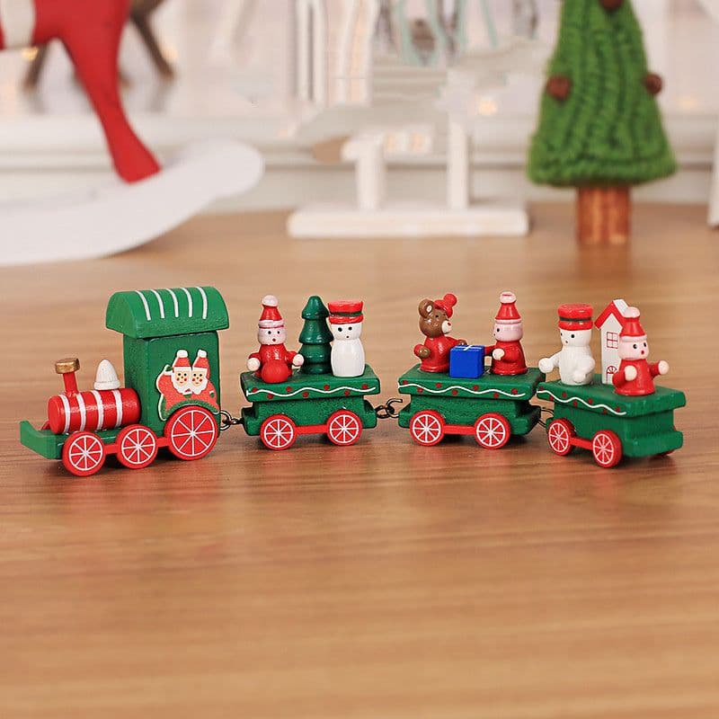 image-Wooden Train Children Kindergarten Holiday Christmas Gifts