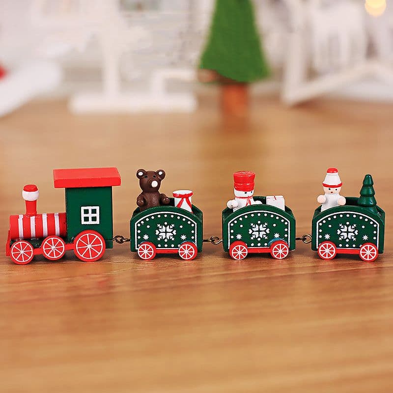 image-Wooden Train Children Kindergarten Holiday Christmas Gifts