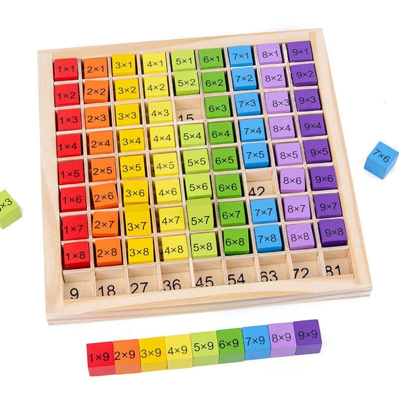 image-Wooden Ninety-nine Multiplication Table Building Blocks Educational Toys